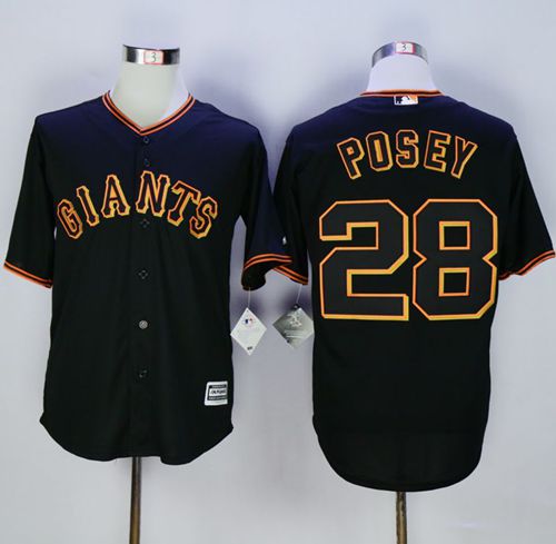 Giants #28 Buster Posey Black New Cool Base Fashion Stitched MLB Jersey - Click Image to Close